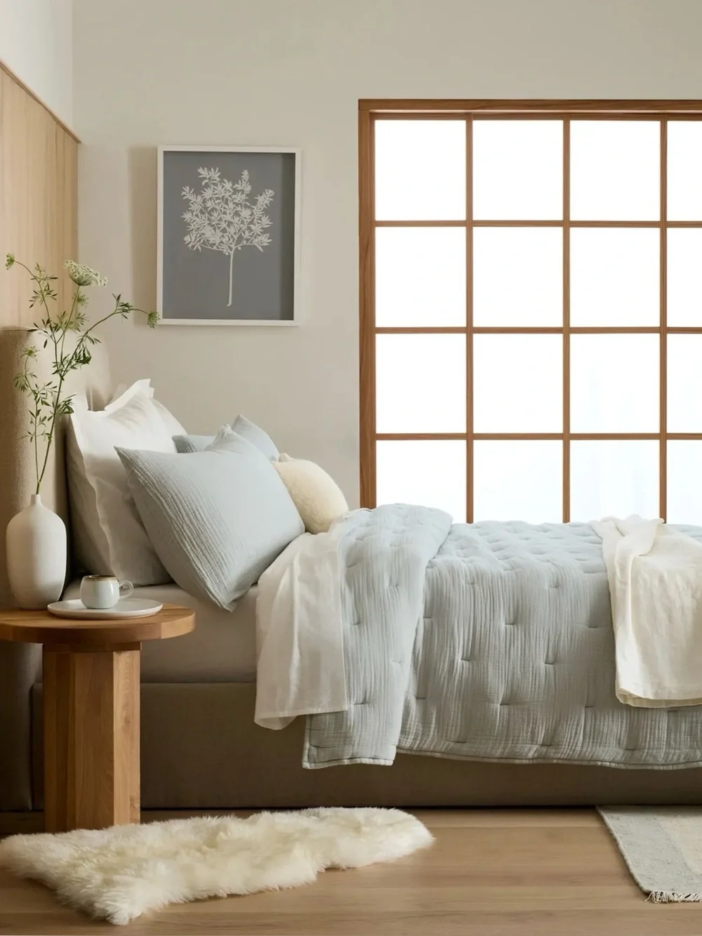 Quince Organic Cotton Gauze Dream Quilt Full/Queen Color: Mist
